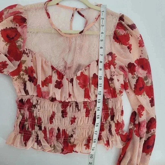 FREE people Daphne Blouse in Romantic floral Combo balloon sleeves Medium - Picture 7 of 10